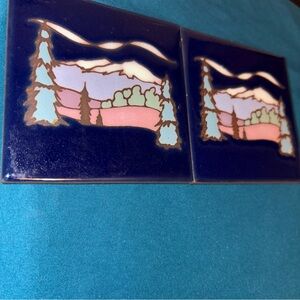 Scenic Ceramic Tile Set - Blue and Pink